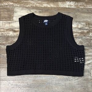 Lands End Women's Cotton Open Knit Sleeveless Scoop Neck Top Cover Up Size M